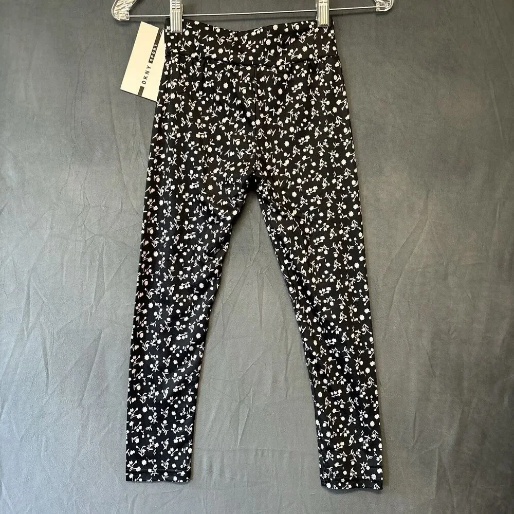 DKNY Leggings Girl's 7 Floral Cottage Workout Yoga Exercise Cutesy Soft Girl
